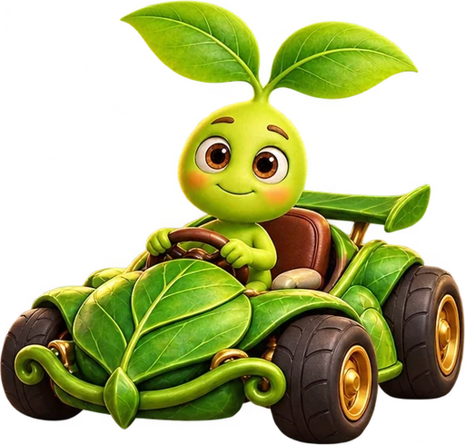 Sprout driving his Leaflight Racer in Meadow Kart